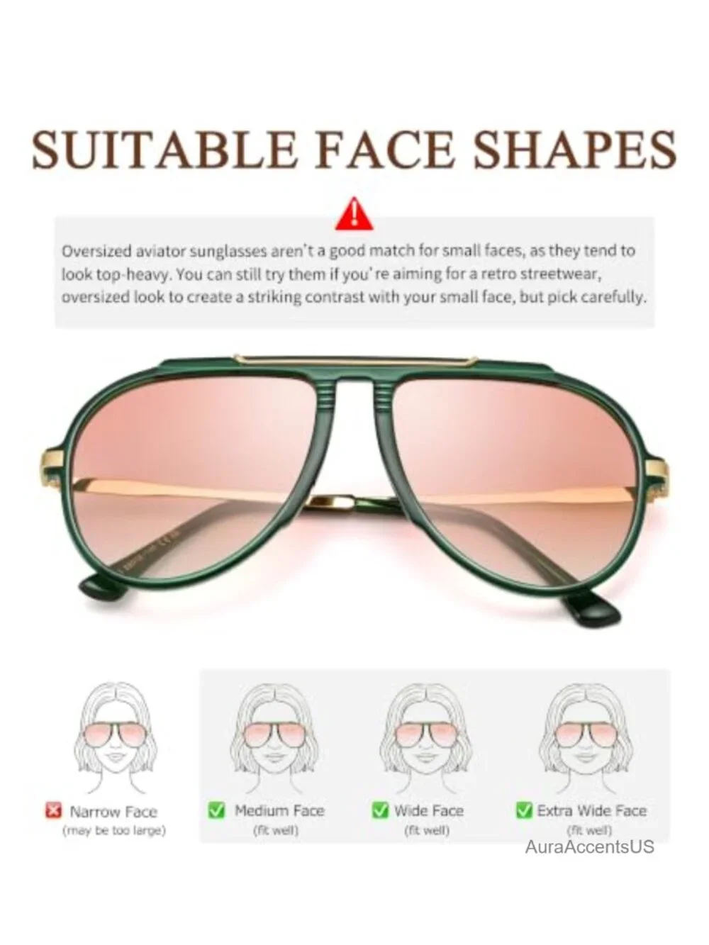 Oversized Retro Aviator Sunglasses UV400 Full-Frame Unisex
